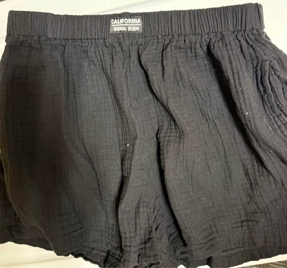 California Original women's Black Crinkle Gauze Pull-On Shorts (as34b3)